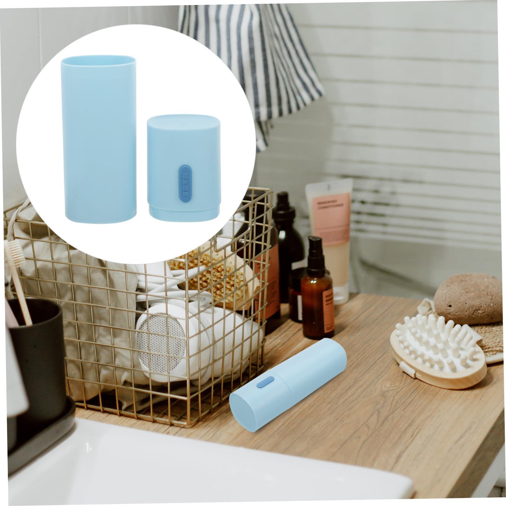 Didiseaon Didiseaon 1pc Travel Toothbrush Container with Lid Travel Size Toiletries Travel Toothpaste Holder Eletric Toothbrush Electric Toothbrush Holder Travel Size Toothpaste Mini Cup Sky-Blue Pp