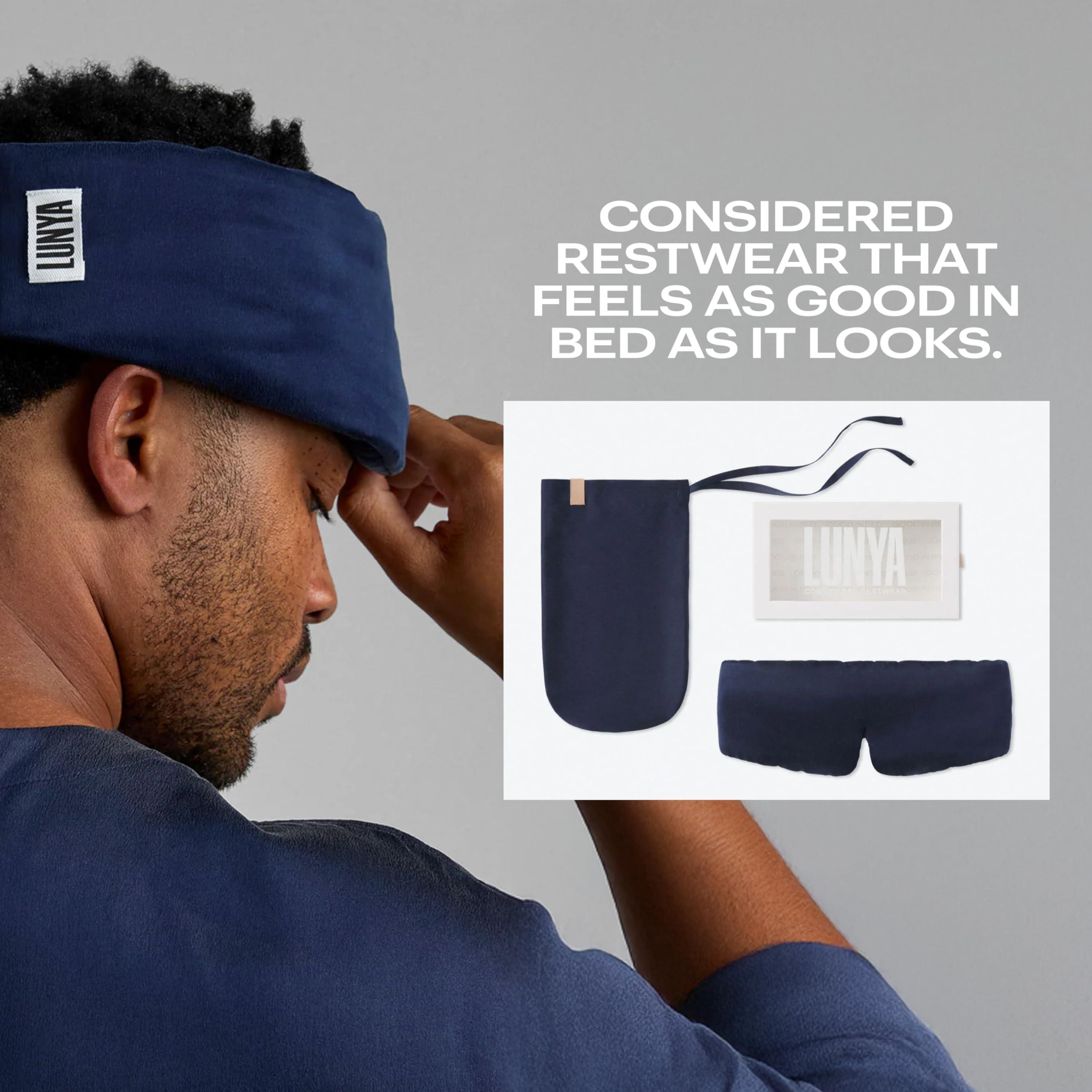 Lunya Lunya Sleep Mask with Box - Washable Silk Sleeping Mask and Headband for Beauty Routines - Thermoregulating Comfort for Restful Nights - Silk Eye Mask for Women - Deep Blue