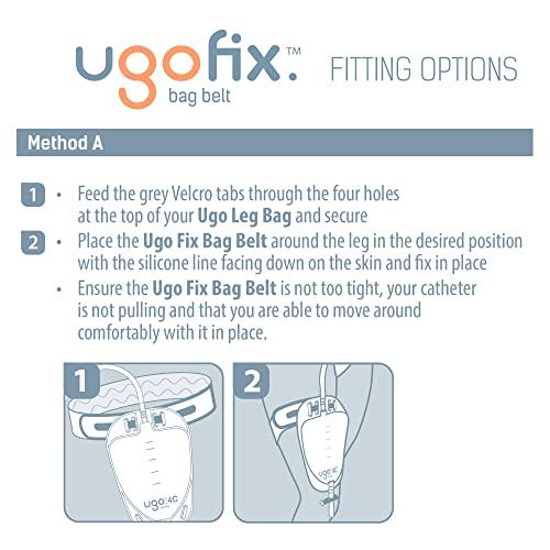 u go Ugo Fix Bag Strap (x3) – Urine Drainage Support Strap/Catheter Leg Bag Support Strap/Elastic Belt Bag Straps with Soft Elastic Fabric and Comfortable Silicone Grips (Pack of 3)