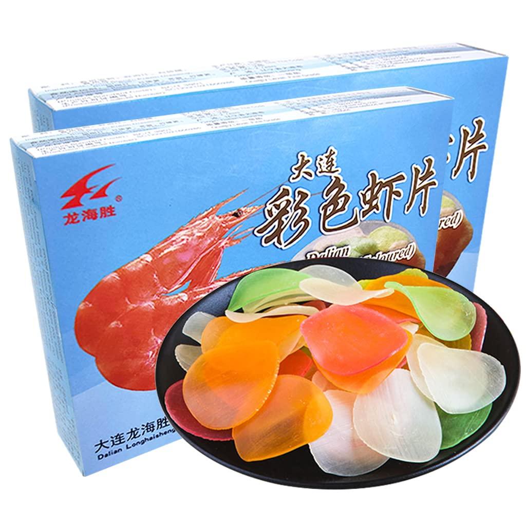 JTEDZI JTEDZI Uncooked Prawn Flavor Chip 6.35 oz / 180g, Colored Shrimp Chips Snack, Prawn Crackers, Shrimp Chips Uncooked, Shrimp Crackers for Party Appetizers (Multi Color, Pack of 2)