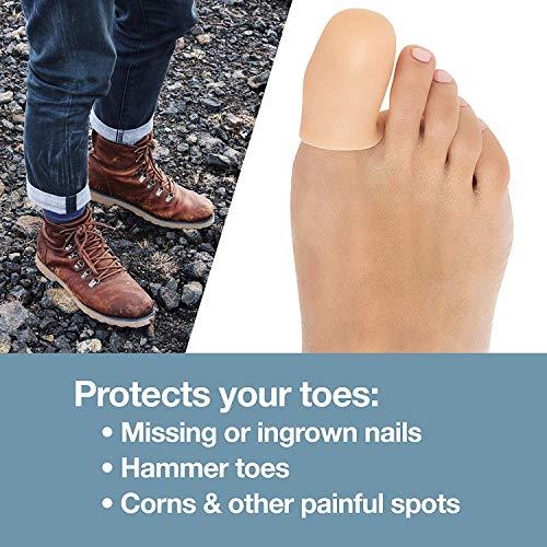 ZenToes ZenToes 6 Pack Gel Toe Cap and Protector - Cushions and Protects to Provide Relief from Missing or Ingrown Toenails, Corns, Blisters, Hammer Toes (Large, Beige)