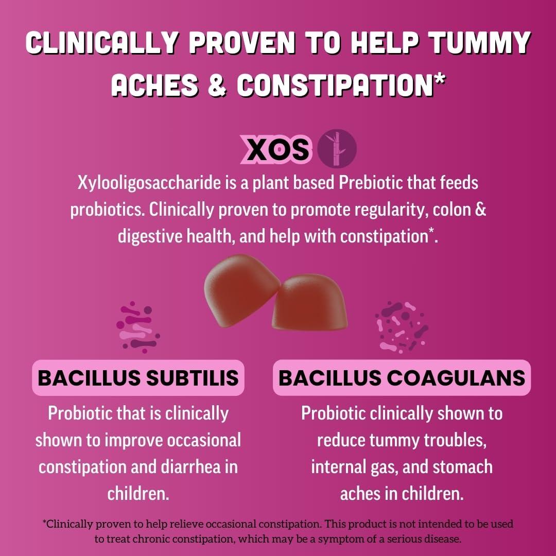 Llama Naturals Llama Naturals Real Fruit Prebiotic & Probiotic Kids Gummies, No Added Sugar Cane, Children Digestion, Toddler Tummy Aches, Gut Health, 2B CFU, Mixed Berry, 60 ct (30-60 Days)