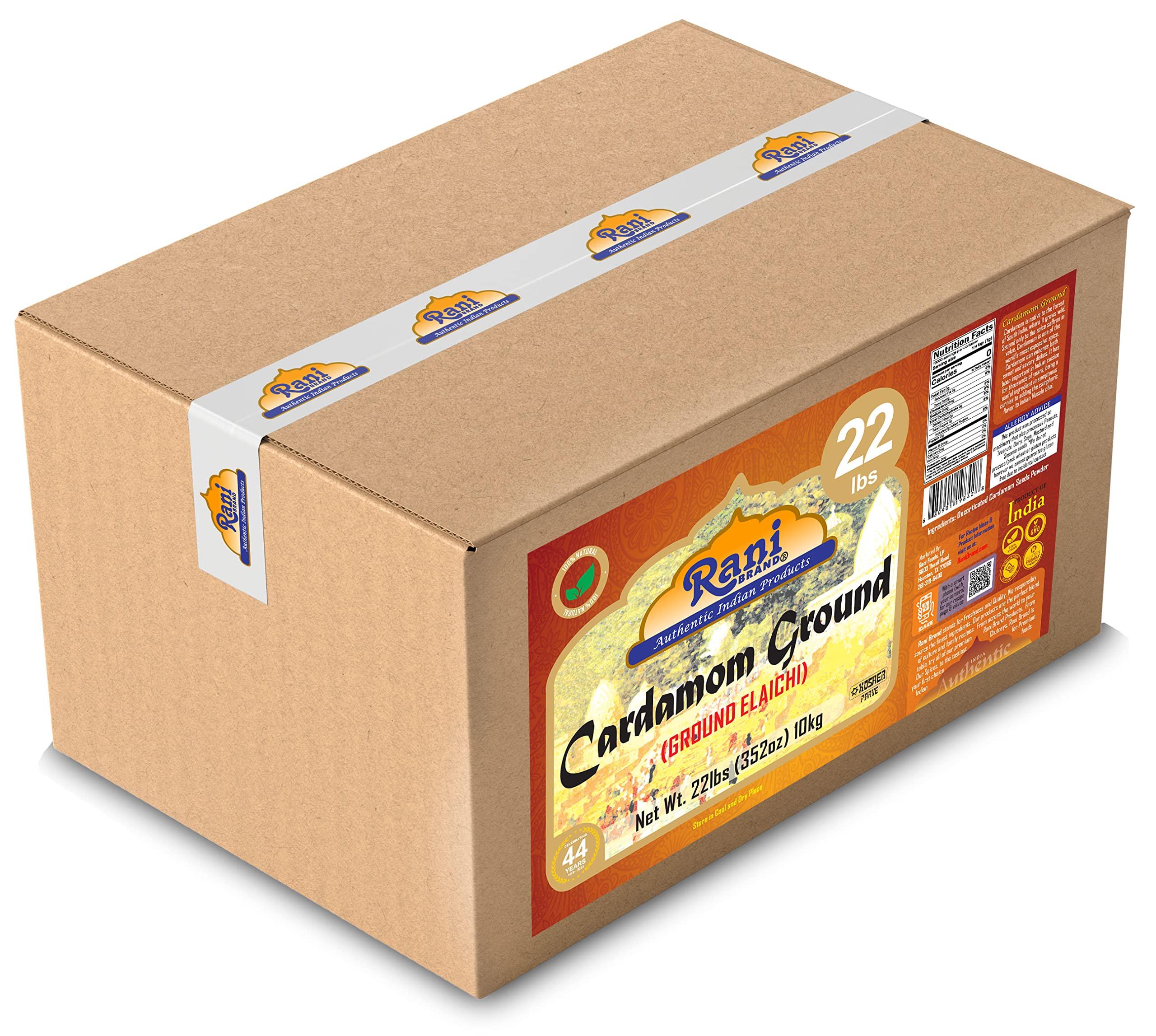 Rani Brand Authentic Indian Products Rani Cardamom (Elachi) Ground, Powder Indian Spice 352oz (22lbs) 10kg Bulk Box ~ All Natural | No Color Added | Gluten Friendly | Vegan | NON-GMO | Kosher | No Salt or Fillers