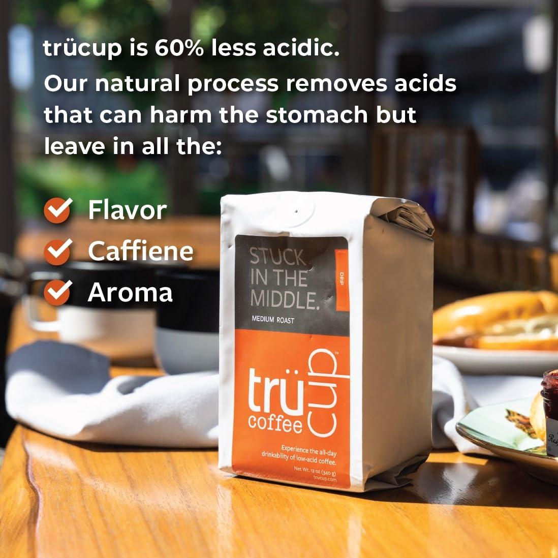 TRUCUP trcup Low-Acid Medium Roast Coffee (12 Ounce, French Press)
