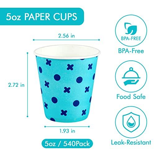 LITOPAK LITOPAK 540 Pack 5 oz Paper Cups, Pink and Blue Disposable Paper Cups, Paper Snack Cups, Water Paper Cups, Small Mouthwash Cups, and Mini Paper Cups for Home, Bathroom, Picnic, Party, and Events.