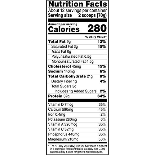 Muscle Milk Muscle Milk Genuine Protein Powder, Strawberries ‘N Crème, 1.93 Pounds, 12 Servings, 32g Protein, 3g Sugar, Calcium, Vitamins A, C & D, NSF Certified for Sport, Energizing Snack, Packaging May Vary