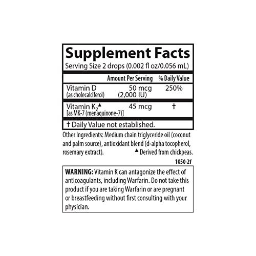 Carlson Carlson Super Daily D3 + K2, 50 mcg D3 + 45 mcg MK-7, Heart & Bone Health, 360 Liquid Drops, 10.16 ml