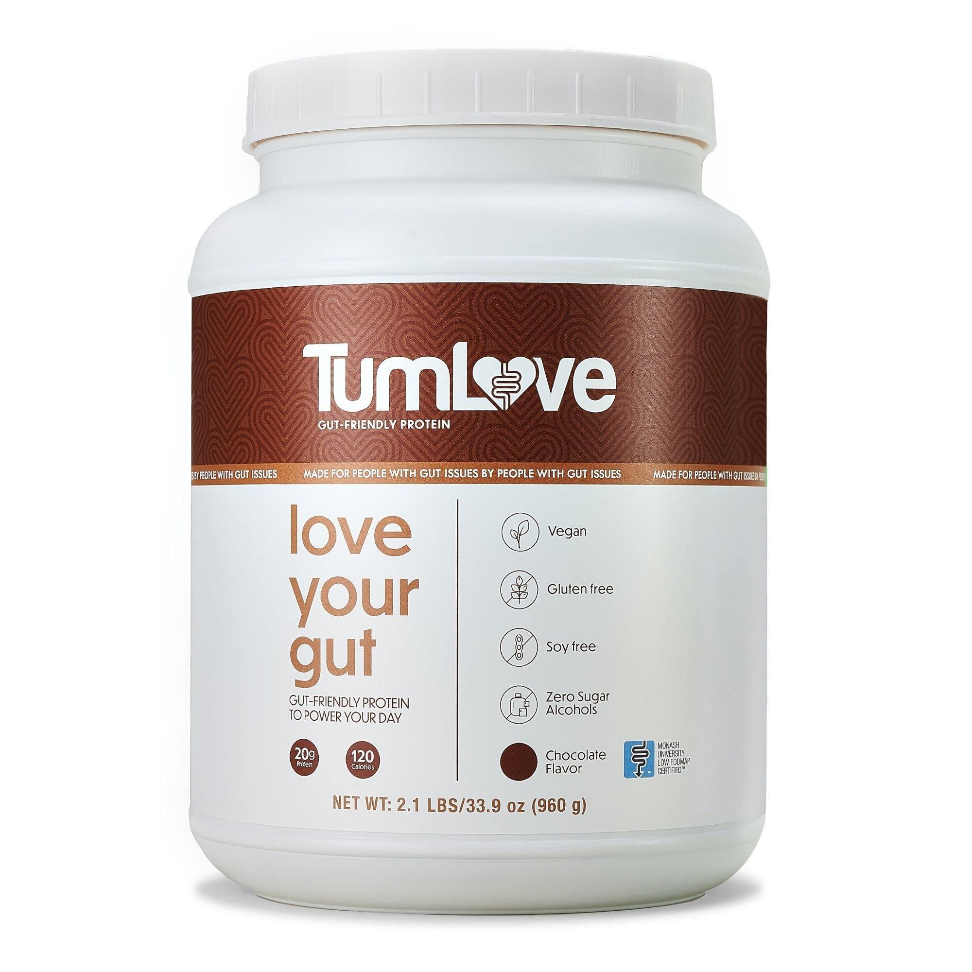 TumLove TumLove Vegan Protein Powder - Low FODMAP Certified, Gluten-Free, Dairy-Free, Soy-Free, 100% Gut-Friendly & Non-Bloating, Chocolate (25 Servings)