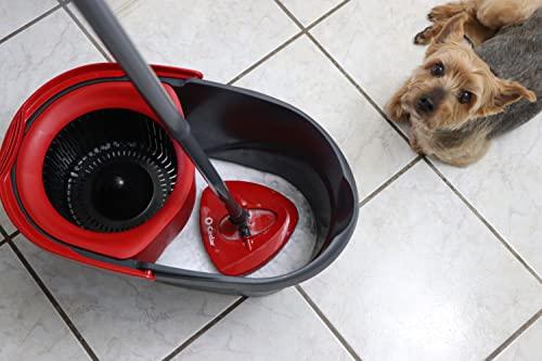 O-Cedar O-Cedar EasyWring Microfiber Spin Mop, Bucket Floor Cleaning System, Red, Gray, Standard