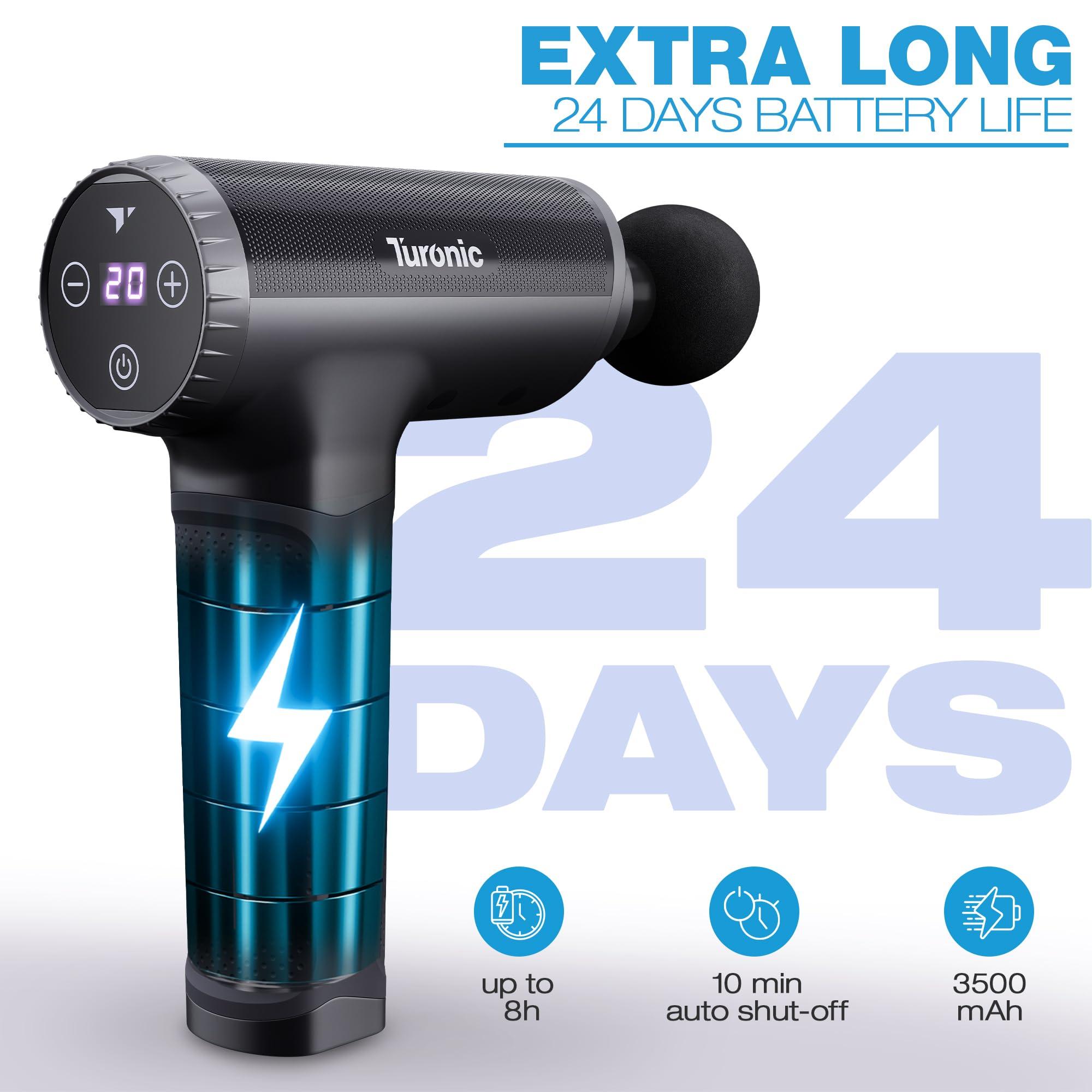 Turonic Turonic GM5 Handheld Massage Gun - Deep Tissue Percussion Massager, 20 Speeds, 7 Heads, Quiet, Powerful, Portable, Cordless, Rechargeable for Athletes, Personal Use, Shoulder, Leg, Foot, Back, Body