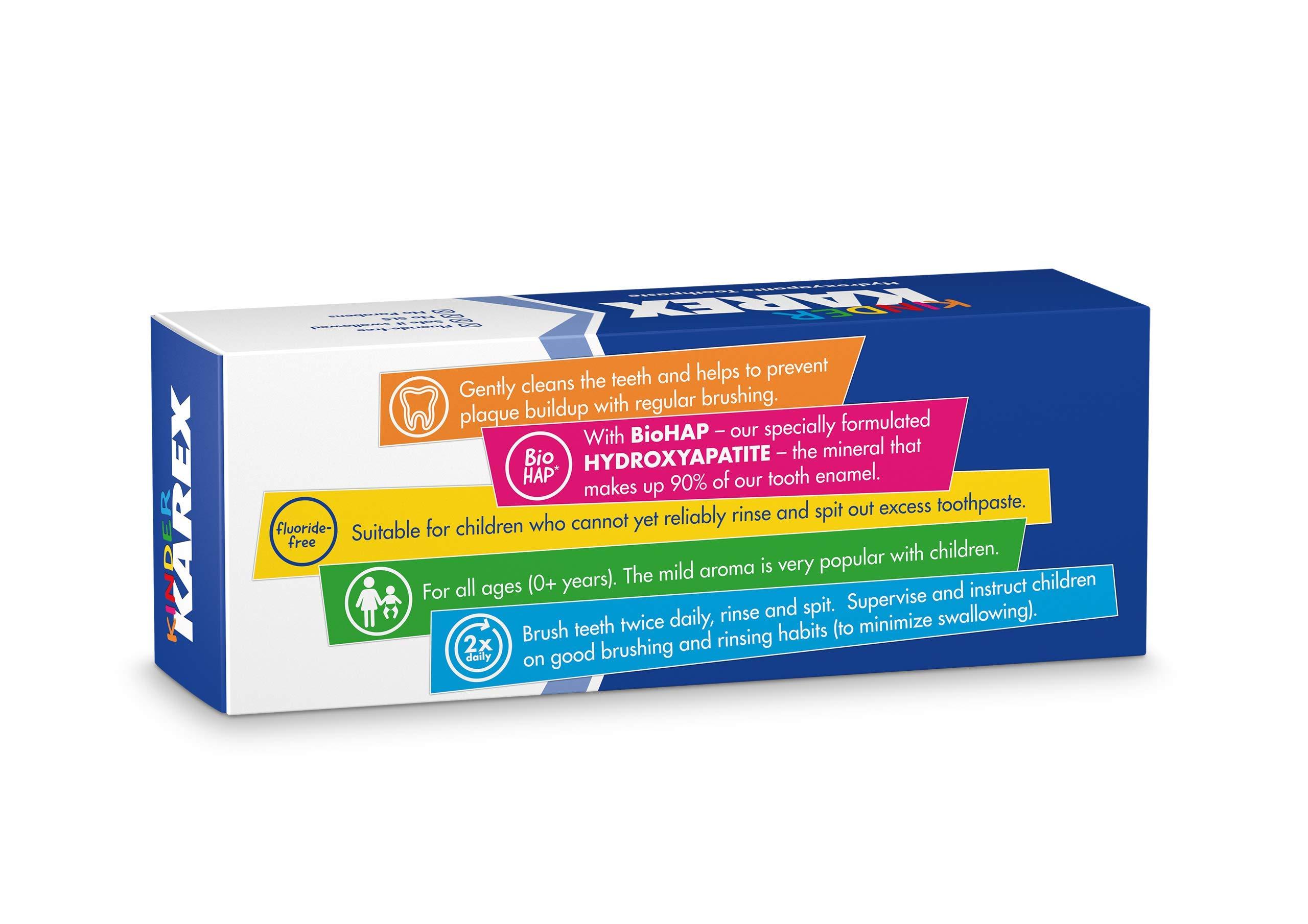 KAREX Kinder Karex Hydroxyapatite Kids Toddler Toothpaste 2.3 Ounce (Pack of 3), Fluoride Free, Safe If Accidentally Swallowed