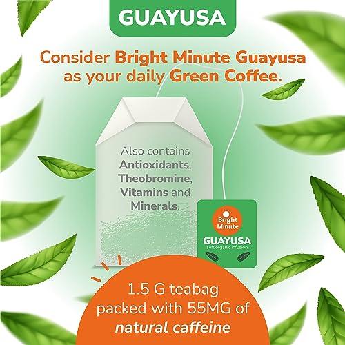 BRIGHT MINUTE Bright Minute Guayusa infusion 50 teabags | Coffee Alternative & Addition | 55mg of natural caffeine per small 1.5G (0.05OZ) bag, Calm and Wakeful Energy Boost!