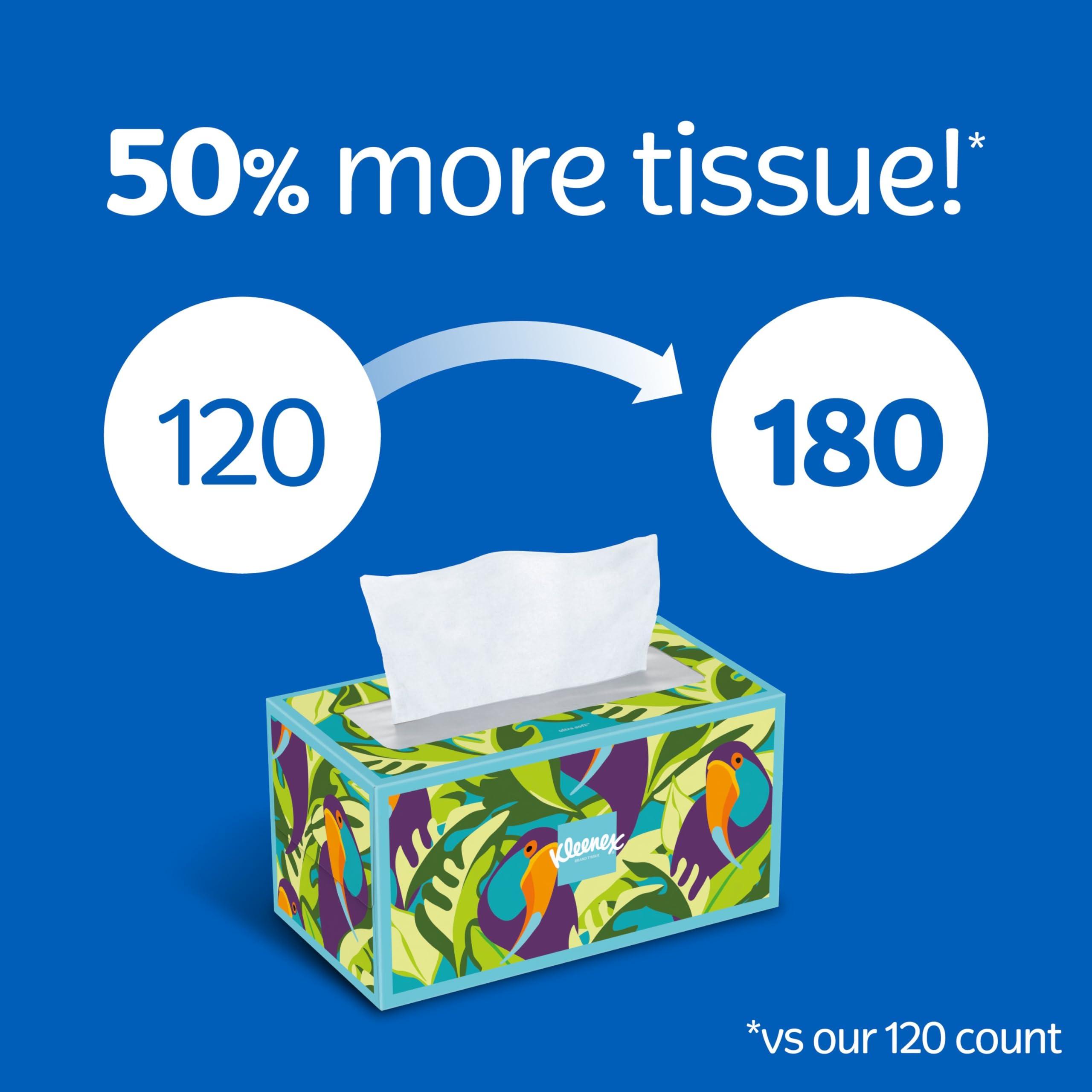 Kleenex Kleenex Ultra Soft Facial Tissues, 4 Flat Boxes, 180 Tissues per Box, 3-Ply, Packaging May Vary