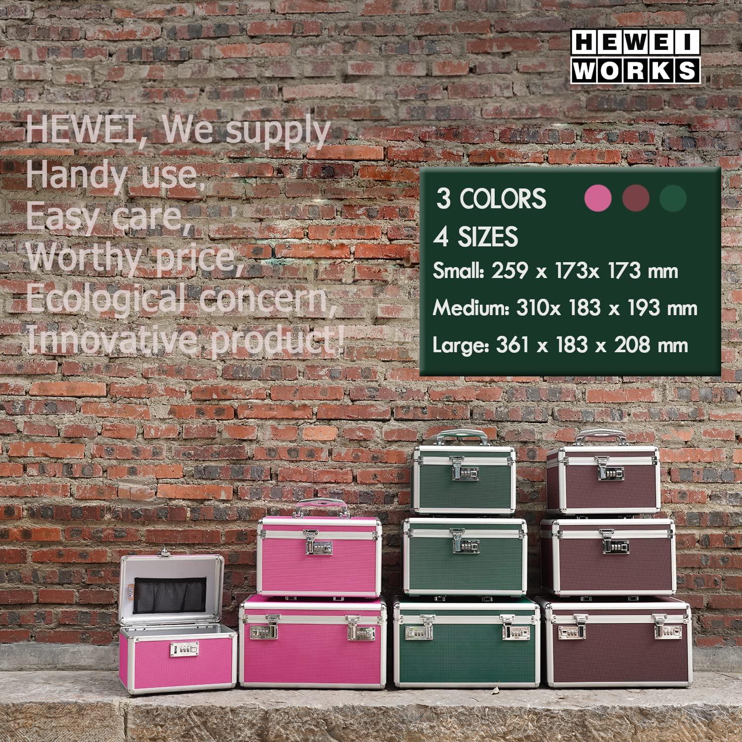 HEWEI WORKS Locking Box with Portable Storage Case, 14.2\'\'x 7.2\'\'x 8.2\'\', Childproof Medicine Organizer with Combination Lock, Lockbox for Money, Documents & Meds Secure Cash, ID Documents (Green/Large)