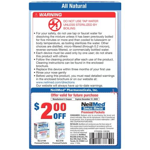 NeilMed NeilMed NasaFlo Unbreakable Neti Pot with 60 Premixed Packets