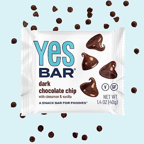 The YES Bar The YES Bar Dark Chocolate Chip Plant Based Protein, Decadent Snack Bar Vegan, Paleo, Gluten Free, Dairy Free, Low Sugar, Healthy Snack, Breakfast, Low Carb, Keto Friendly (24 Count)