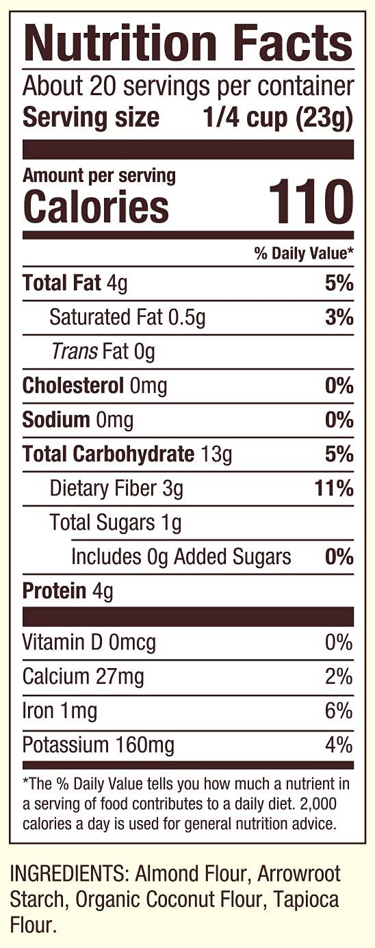 Bob's Red Mill Bob\'s Red Mill Paleo Keto All-Purpose Baking Flour, 1 Pound (Pack of 4) Cookies, Cakes, Muffins, Pizza, Flatbread, Pancakes, Gluten Free, Grain Free, Non GMO