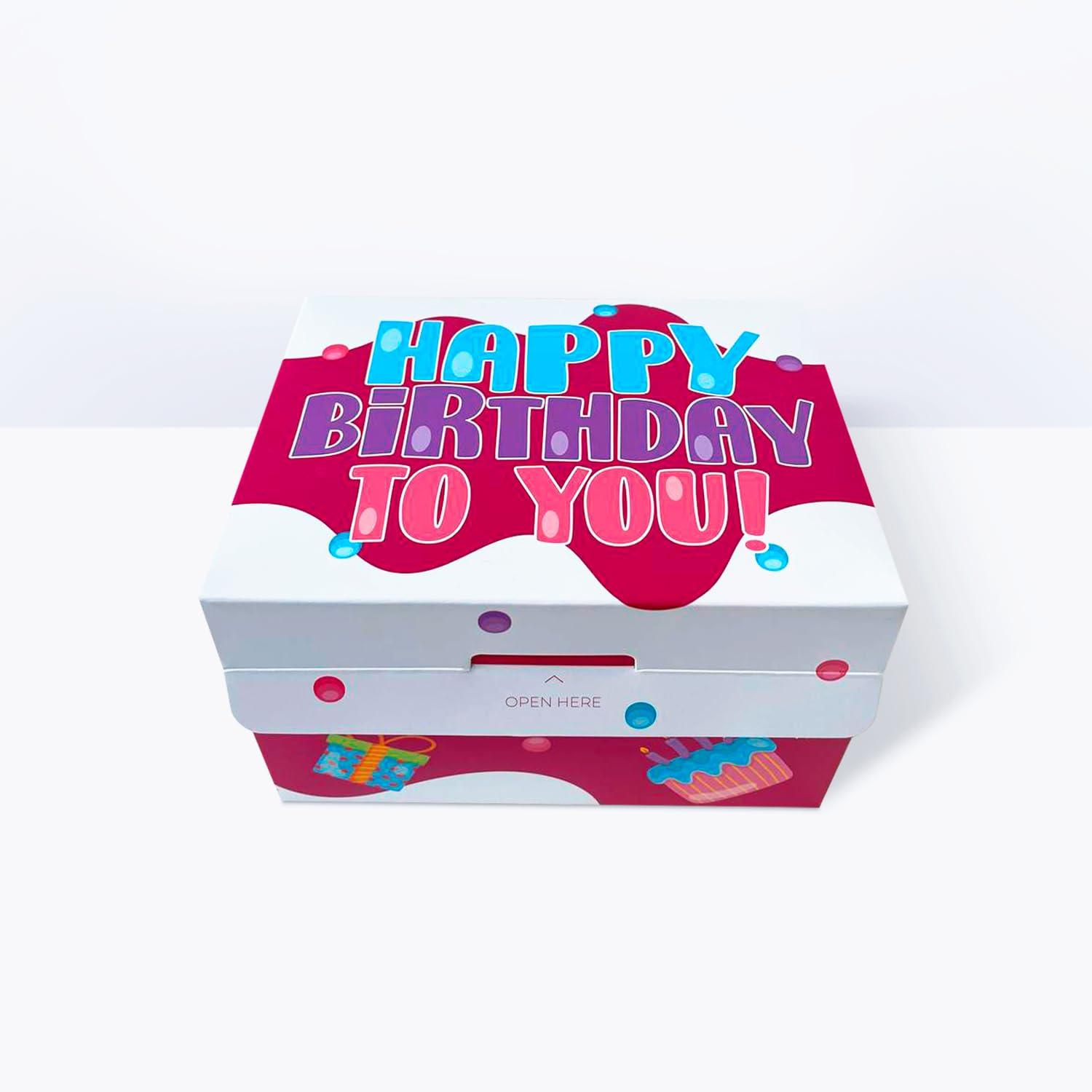 FETTIPOP FETTIPOP Gift Box DIY (Red), Gift Box Exploding Confetti - Happy Birthday, Surprise Prank Box Pop Up 7.2x5.5x4.3 in.