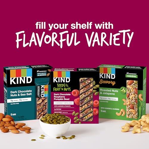 KIND KIND Seeds Fruit & Nuts Snack Bar, Dark Chocolate Raspberry Pumpkin Seed | 5g Protein, High Fiber, Gluten Free Bars, 1.4 OZ, 12 Count
