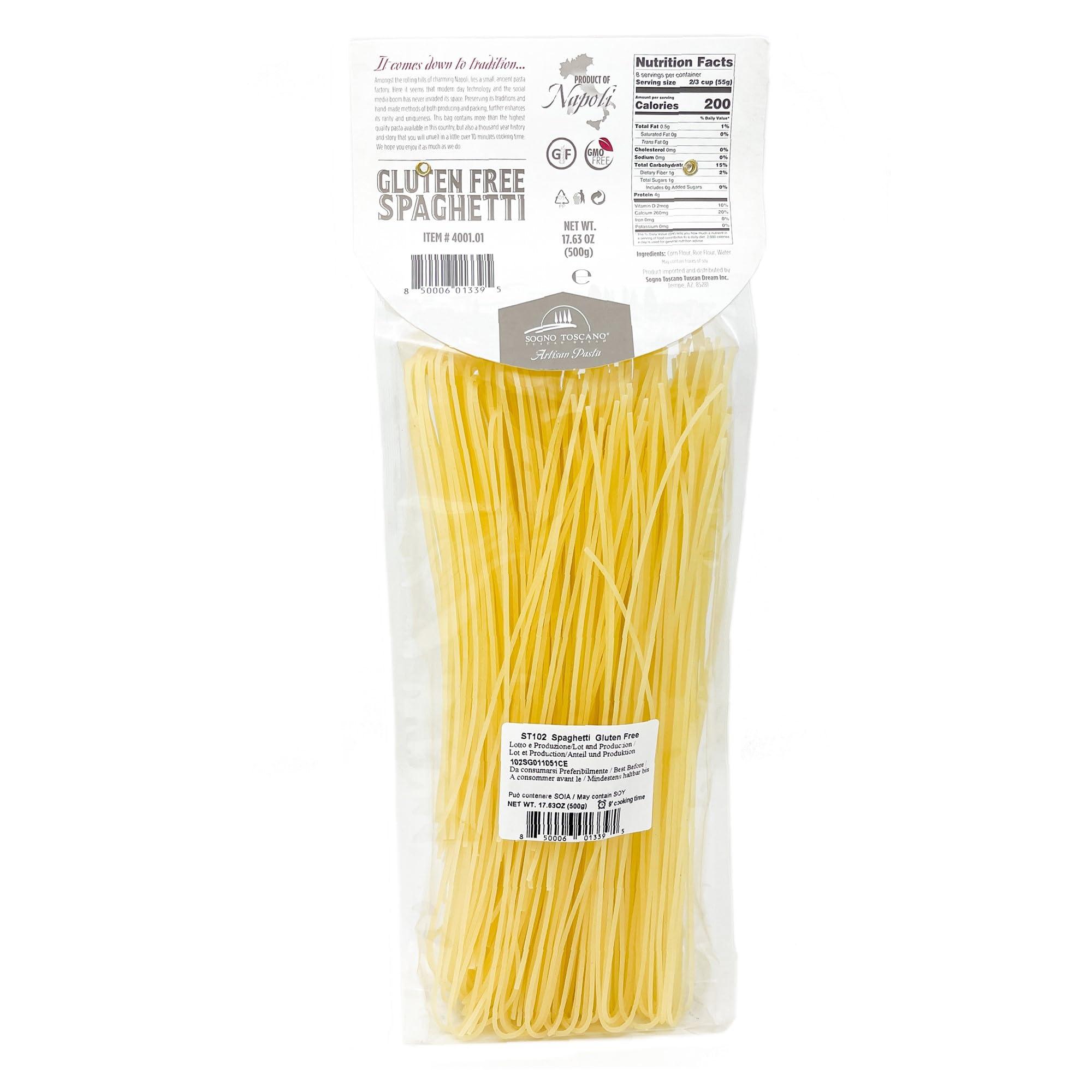 Sogno Toscano Sogno Toscano GLUTEN FREE SPAGHETTI ARTISAN PASTA - 500 gr / 1.1lb Bag - Slow dry- Bronze dye- packed by hand. GMO free. CORN and Rice Flour Blend (4)
