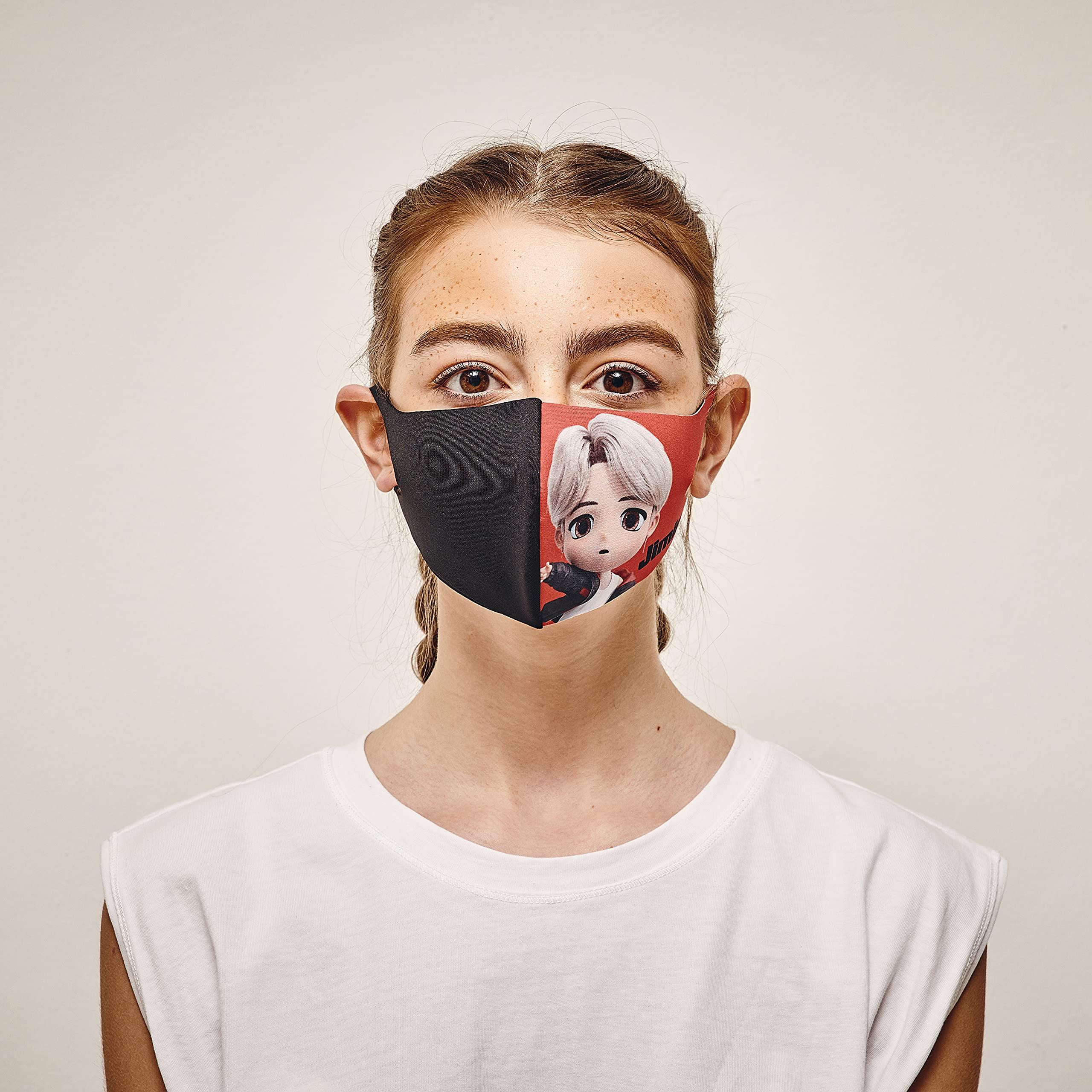 LOOKA LOOKA TinyTAN Protective Fashion Face Mask. MIC Drop 2-layer 3D Character Fashion Mask Jimin (Small)