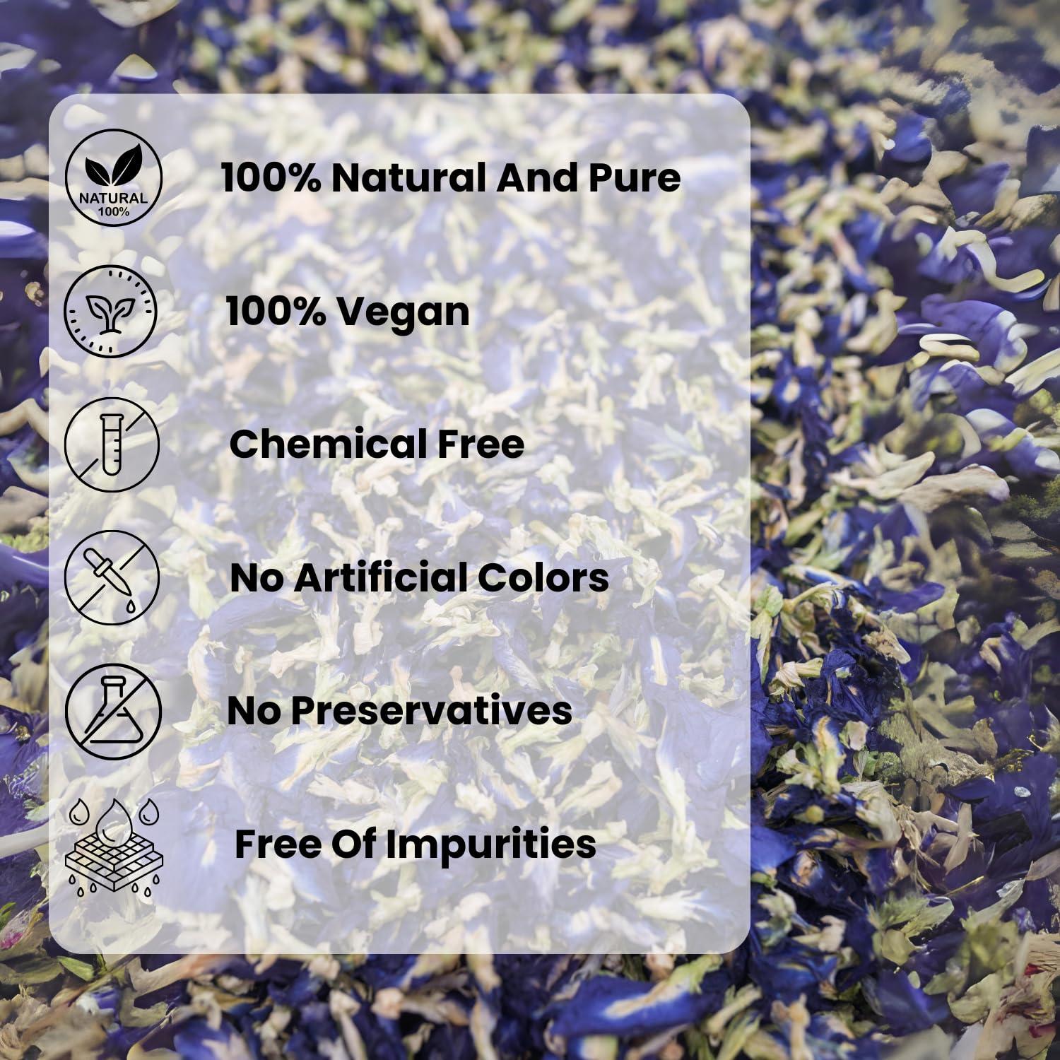 NHAT ANH FARM Nhat Anh Farm - Premium Dried Butterfly Pea Flower - 3,5oz(100g) Blue Butterfly Pea Flower - 100% Natural & Pure, Sugar/Caffeine/Gluten Free - For Making Tea