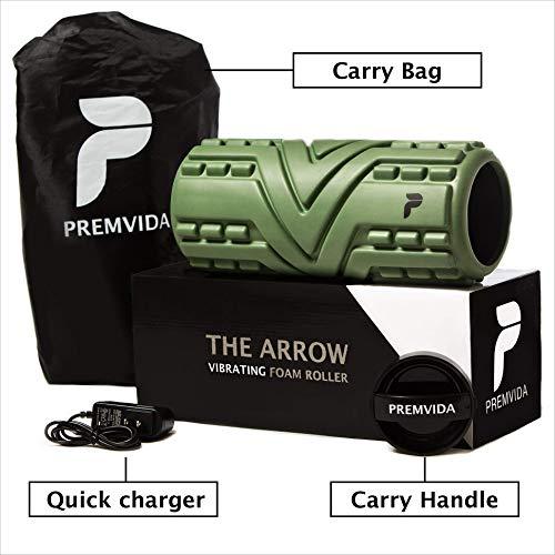 PREMVIDA Premvida Vibrating Foam Roller 3-Speed High Density Extra Firm Electric Trigger Point Muscle Recovery Roller for Running, Hard Deep Tissue Sports Massage, Back Massage for Pain and Myofascial Release