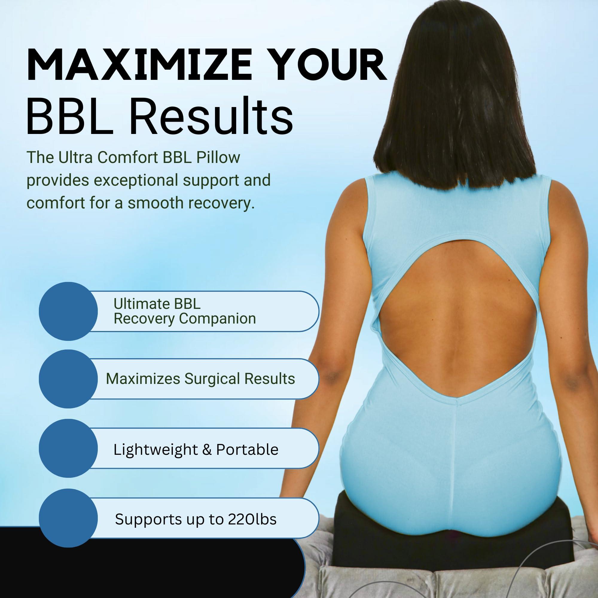 Ultra Comfort Brazilian Butt Lift Pillow After Surgery - Dr. Approved BBL Recovery Pillow w/Back Support Cushion for Post-Op Sitting + Cover Drawstring Bag | Comfortable & Easy to Carry for Home, Travel & Work