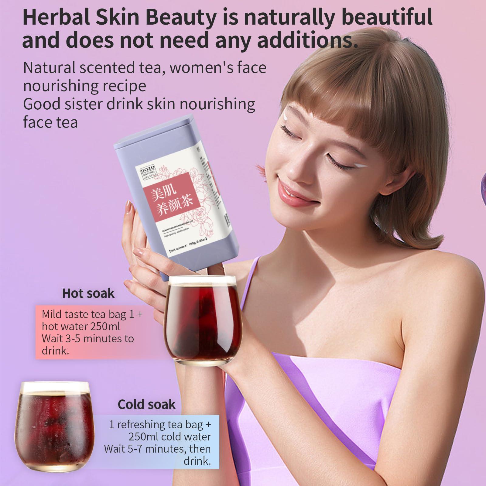 DOZO DOZO Beauty tea Bright Beauty Tea Bags Black Mulberries Rose Black Wolfberry Tea 6.35oz/180g (30bags) Glow Beautiful Flower Tea Mulberry Black Goji Berries Anthocyanin Vegan Health Herbal Tea