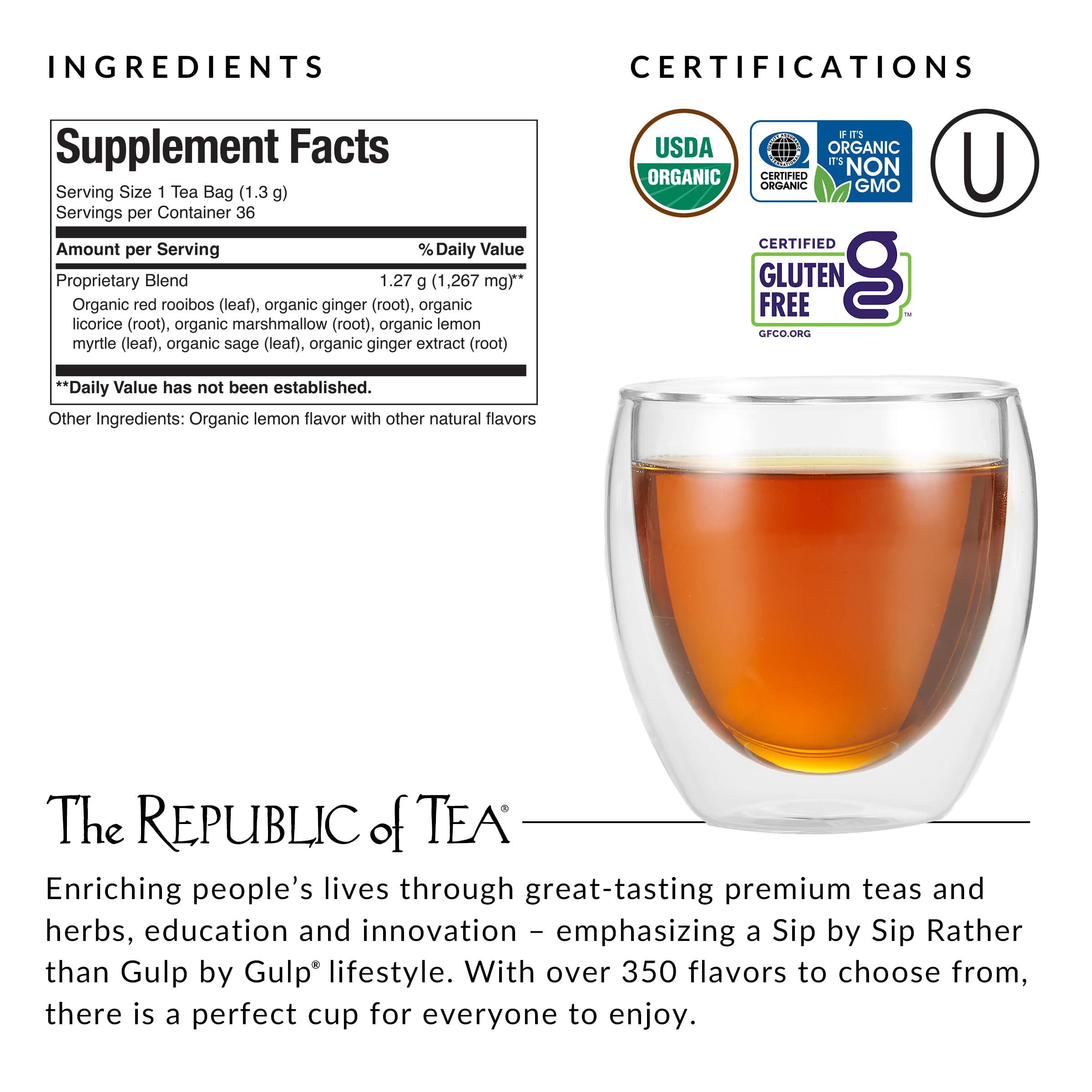 The Republic of Tea The Republic of Tea Organic Get Throat Aid Herb Tea Tin, 36 Tea Bags, Naturally Caffeine Free Be Well Tea