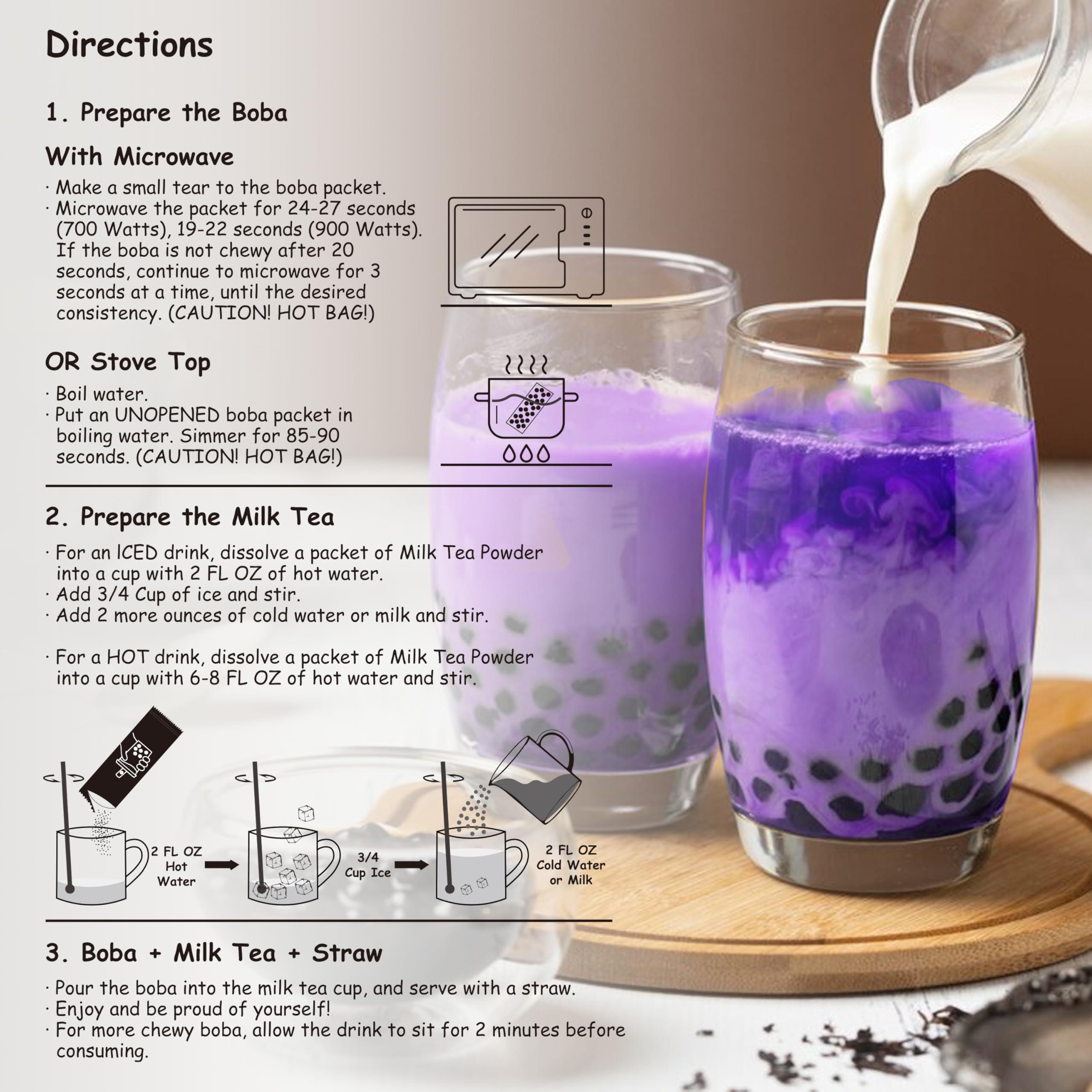 Boba Moo Boba Moo Premium Boba Tea Kit With Taro Milk Tea Flavor - Only 10,000 Kits Yearly, Small Batch Bubble Tea Kit With Exceptional Taste & Chewiness, Vegan, Lactose-Free, 6 Servings