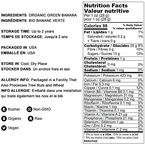 Food to Live Organic Green Banana Powder, 2 Pounds Non-GMO, Whole Fruit Flour, Finely Ground, Pure, No Sugar Added, Unsulfured, Vegan, Bulk. Good Source of Resistant Starch and Prebiotic Fiber. Great for Baking