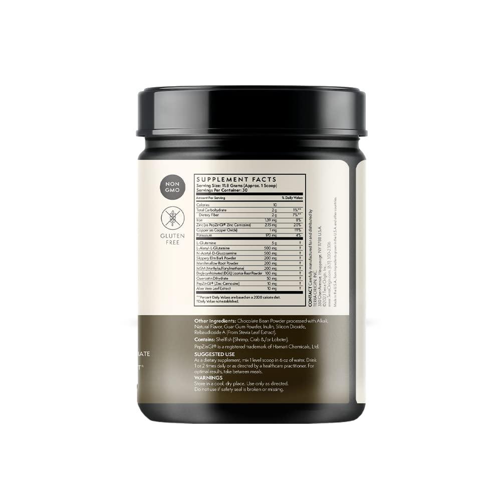 TERRA ORIGIN TERRA ORIGIN Healthy Gut Chocolate | 30-Servings with L-Glutamine, Zinc, Glucosamine, Slippery Elm Bark, Marshmallow Root and More!