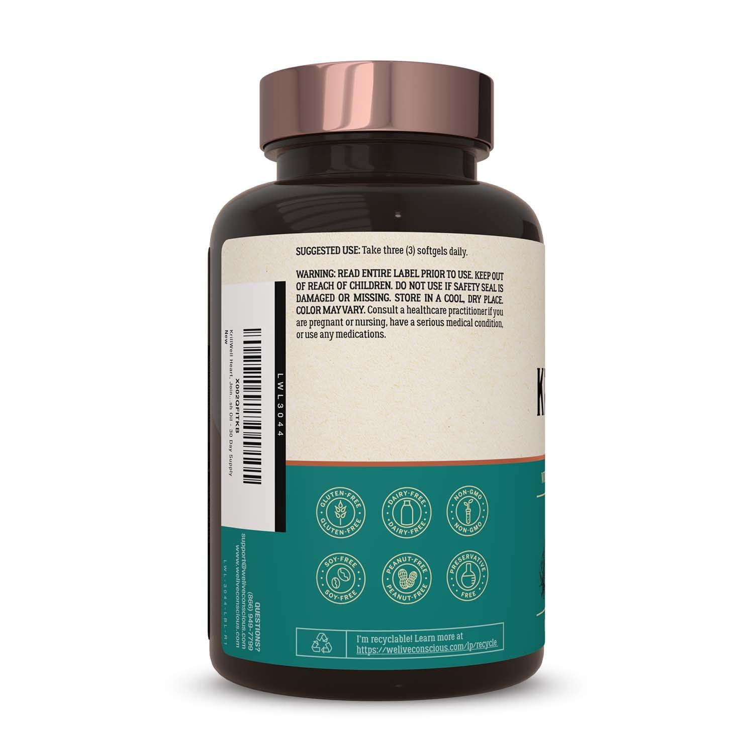 Live Conscious Live Conscious KrillWell, Joint, and Cognitive Support | Certified Sustainable Krill Oil 2X More Effective Than Fish Oil - (Pack of 2)