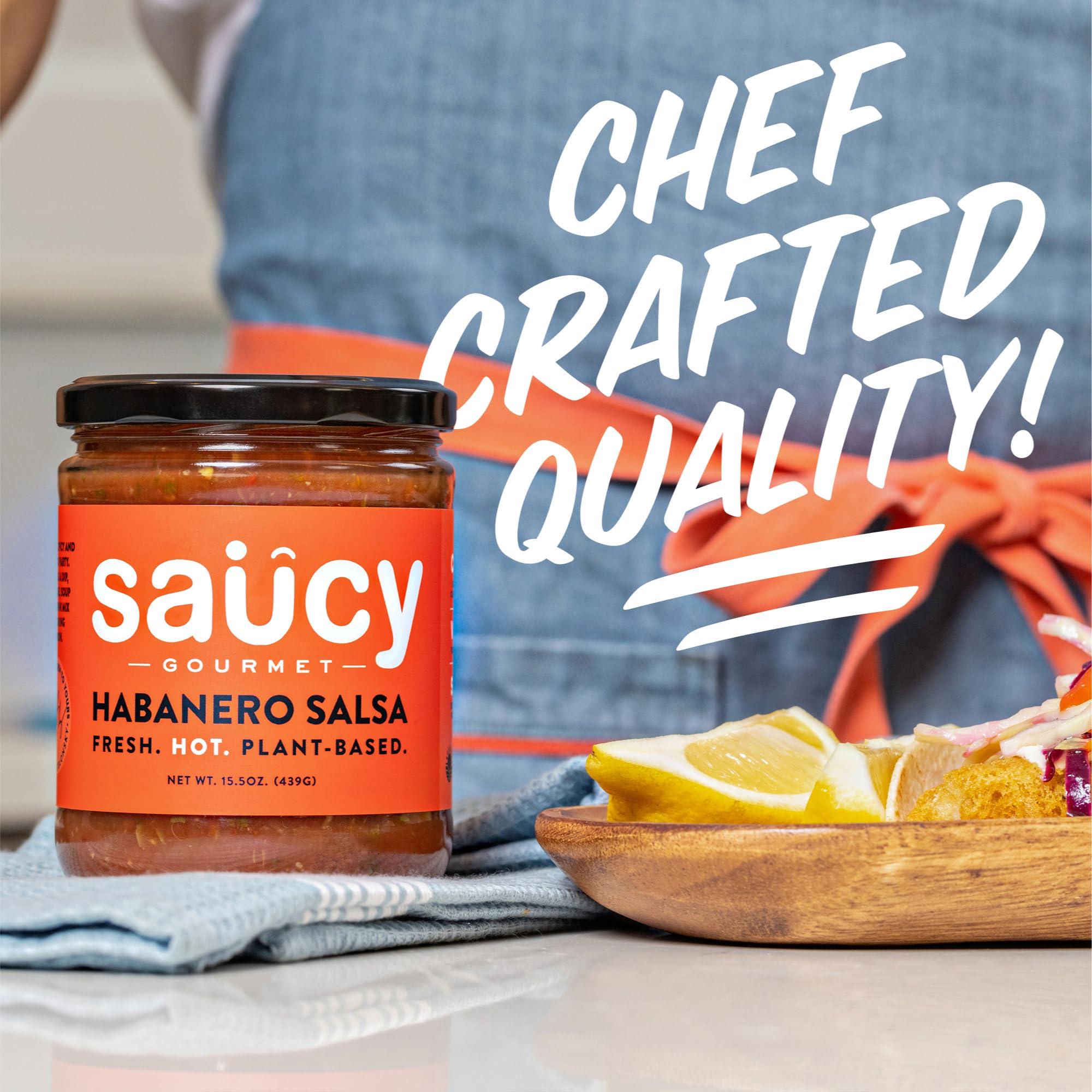 Saucy Gourmet Saucy Gourmet Habanero Salsa - Chef-Crafted Extra Hot Mexican Dip with Fresh Peppers & Citrus - No Water Added, No Preservatives, Gluten-Free, Pack of 2