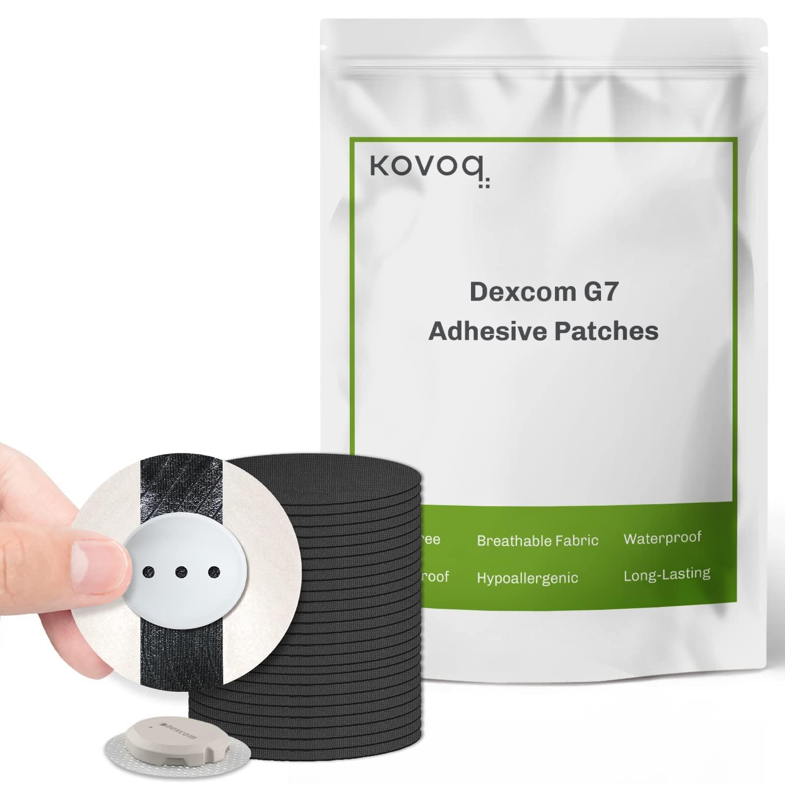 KOVOQ KOVOQ - Dexcom G7 Over Patches - Waterproof 25-Pack Dexcom Stelo & G7 Over Patches with Reusable Hardshell Cover, Latex-Free, Hypoallergenic, Long-Lasting, Breathable (BLK)