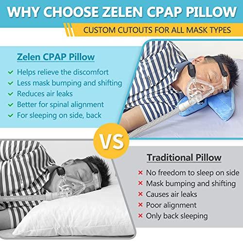 Zelen Zelen CPAP Pillow for Side Sleeper CPAP Nasal Pillows Side Sleeping CPAP Mask Pillow for Stomach Sleeper Comfort CPAP Sleep Pillow for CPAP Users - Reduces Mask Pressure & Air Leaks