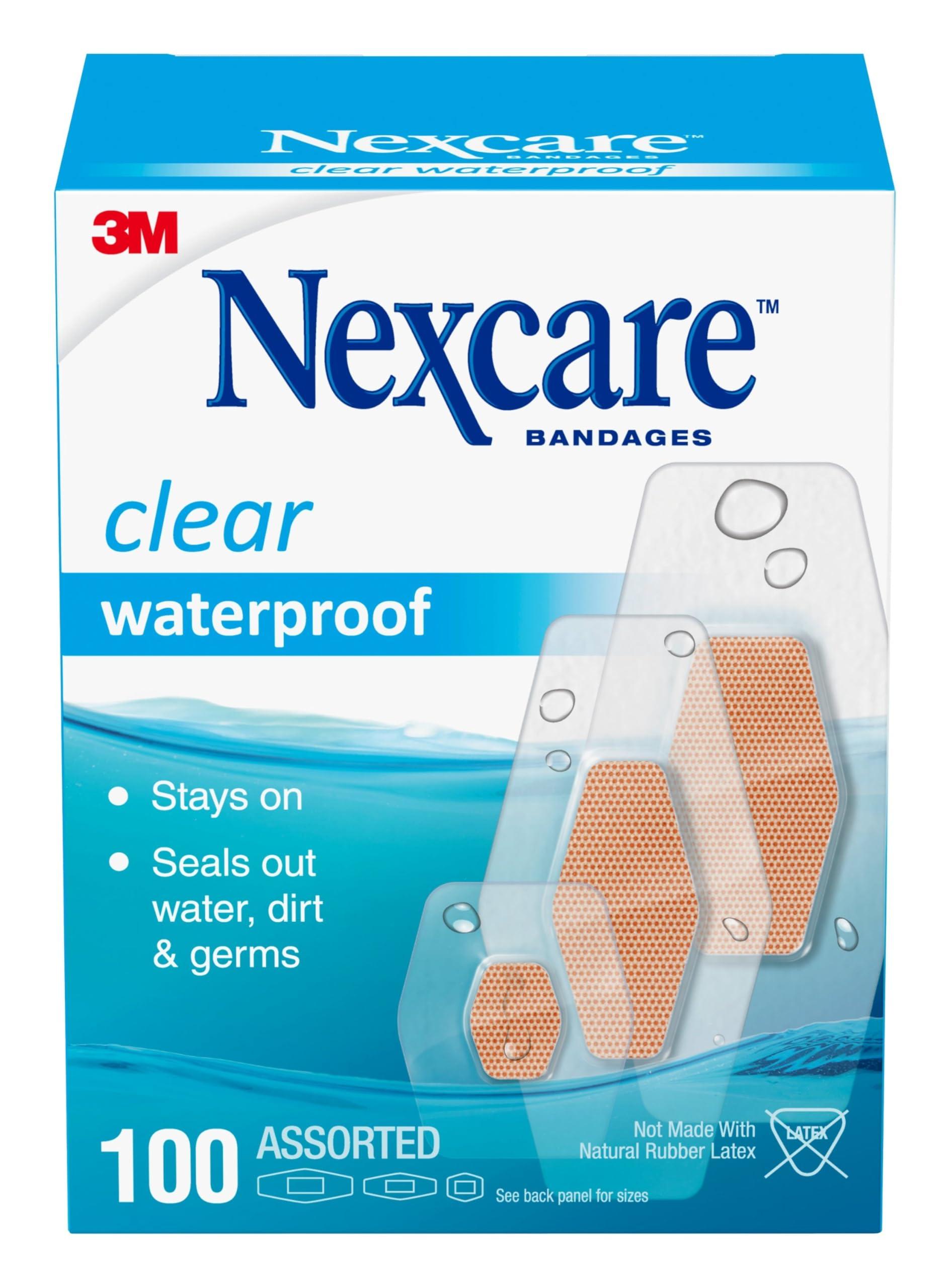 Nexcare Nexcare Waterproof Bandages, Stays on in the Pool, Holds for 12 Hours, Clear Bandages for Fingers and Elbows - 100 Pack Waterproof Bandages