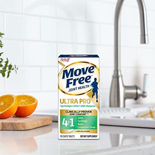 Move Free Move Free Ultra Pro with Quadruple Action Joint Support - Type 2 Collagen MSM Calcium Fructoborate & Manganese - Supports Joint Cartiliage Bone Connective Tissue, 120 Tablets (30 servings)