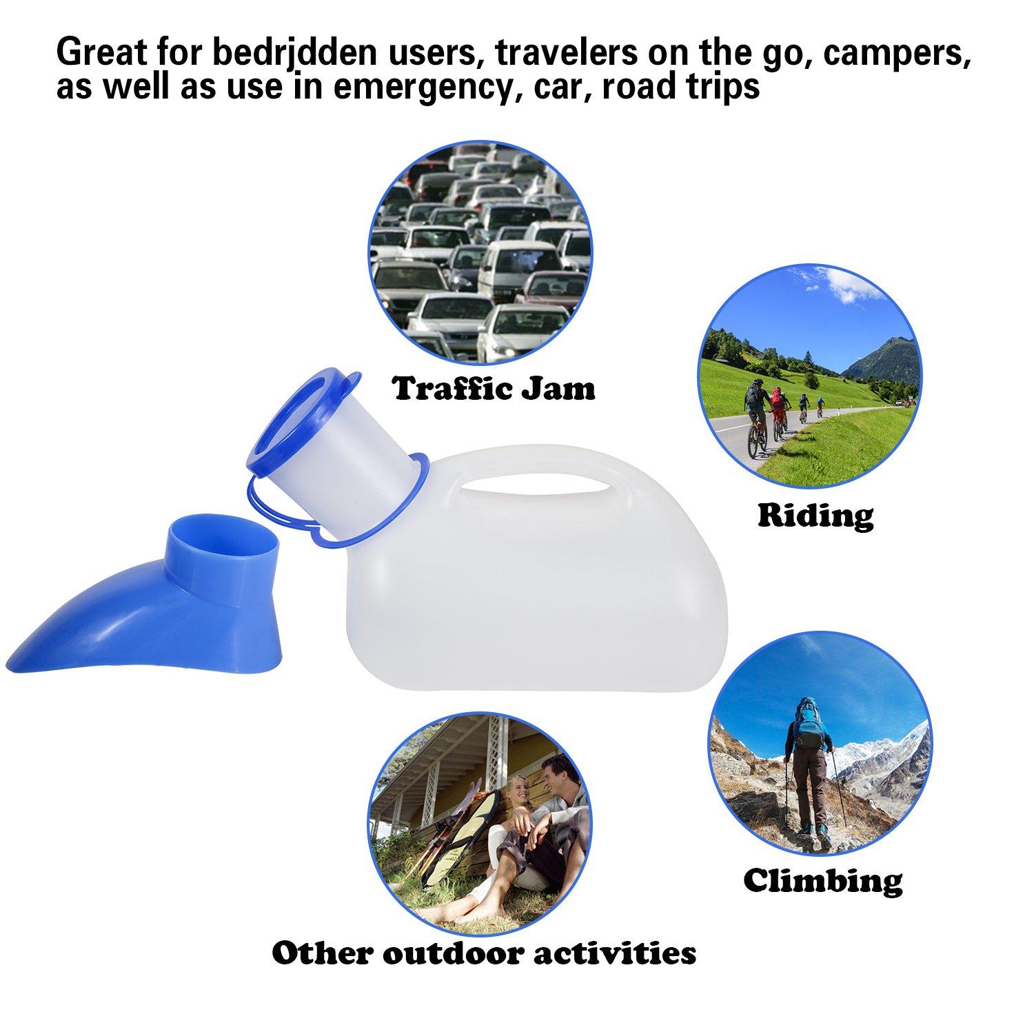 AWOKEN AWOKEN Unisex Urinal, Portable Toilet Urinal for Men and Women, Pee Bottle with a Sealed Lid and Funnel for Elderly Kids and Patients for Camping Outdoor Travel