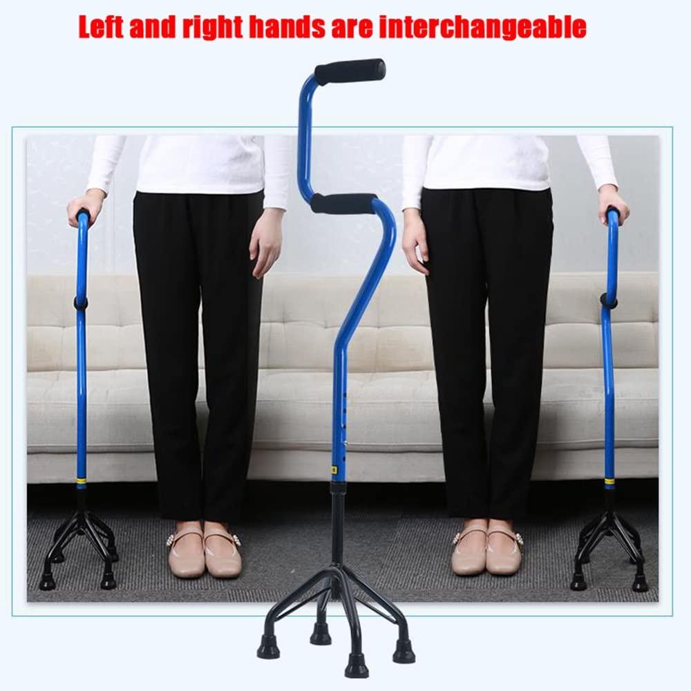 KADEUX KADEUX Adjustable Walking Stick Offset Canes, Sit to Stand Walking Cane, Lightweight Quad Cane for Seniors, Handicap, with 4-Pronged Base, Non-Slip