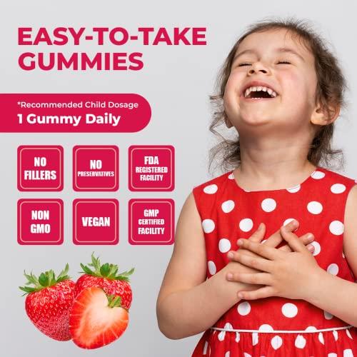 Pomona Wellness Pomona Wellness Organic Probiotic Gummies for Kids, Supports Digestive and Immune Health Helps Minor Abdominal Discomfort & Bloating, Strawberry Flavor, USDA Organic, Vegan, Non-GMO, 30 Count (2 Pack)