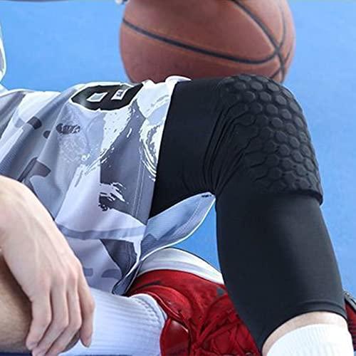 Laiiqi Compression Knee Pads Leg Sleeve, Hex Knee Pads for Basketball Honeycomb Anti Collision Knee Pads Long Kneepads Non-Slip Football Knee Pads for Youth Adult (A Pair Black/M)