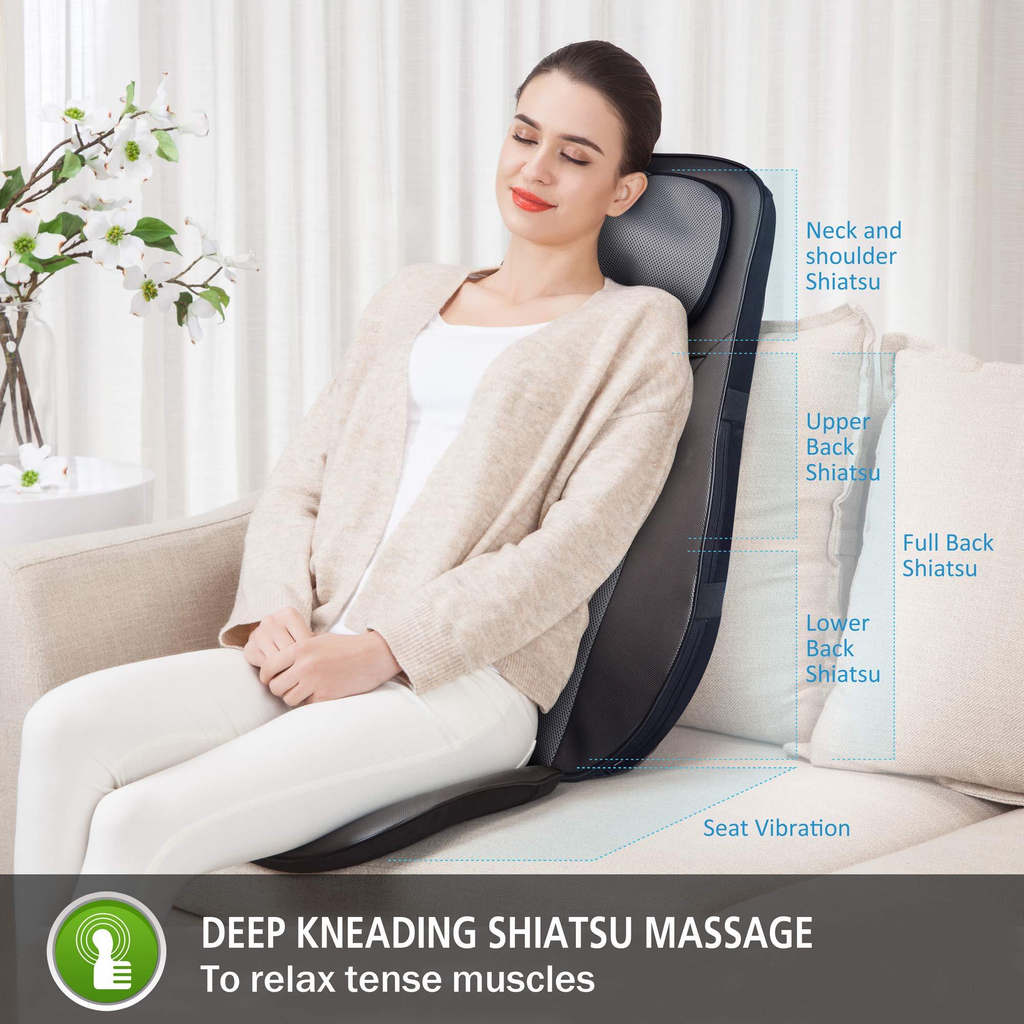 Snailax Snailax Shiatsu Back Massager with Heat, Chair Massager for Neck, Back and Shoulders,Gel Modes Massage Cushion,Adjustable Height Massage Seat,Gifts