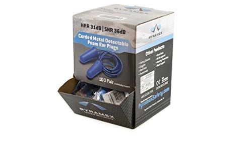 Pyramex Safety Pyramex Metal Detectable Disposable Corded Earplugs 100 Pair Per Box