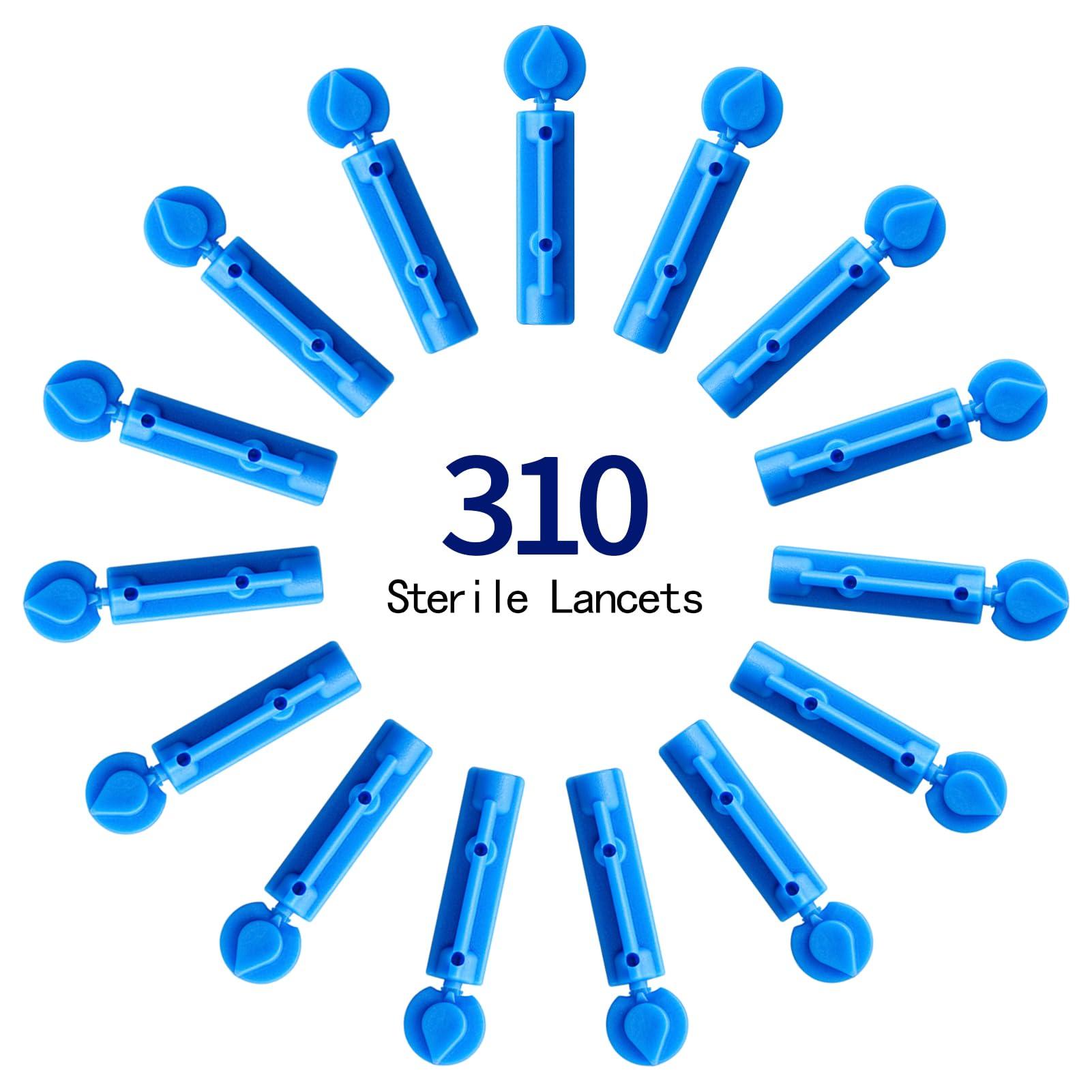 CARELIVING CareLiving Lancets for Diabetes Testing - 30 Gauge Diabetic Lancets for Blood Testing and Glucose Testing - Fits Most Lancing Devices - 310 Count (Blue)