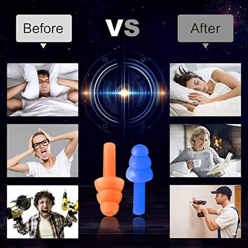 Noinkoti Earplugs for Sleeping Noise Cancelling Reusable Silicone Ear Plugs Suitable for Swimming Travel Snoring Airplanes Study Work Noisy Places8Pairs