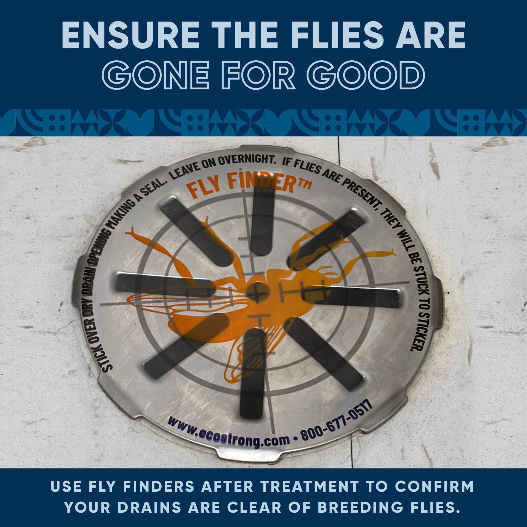 Eco Strong Fruit Fly Drain Treatment | Drain Fly Eliminator | Eliminates Gnats, Sewer Flies and More - Works in All Drains - 128 Fl Oz w Fly Finder