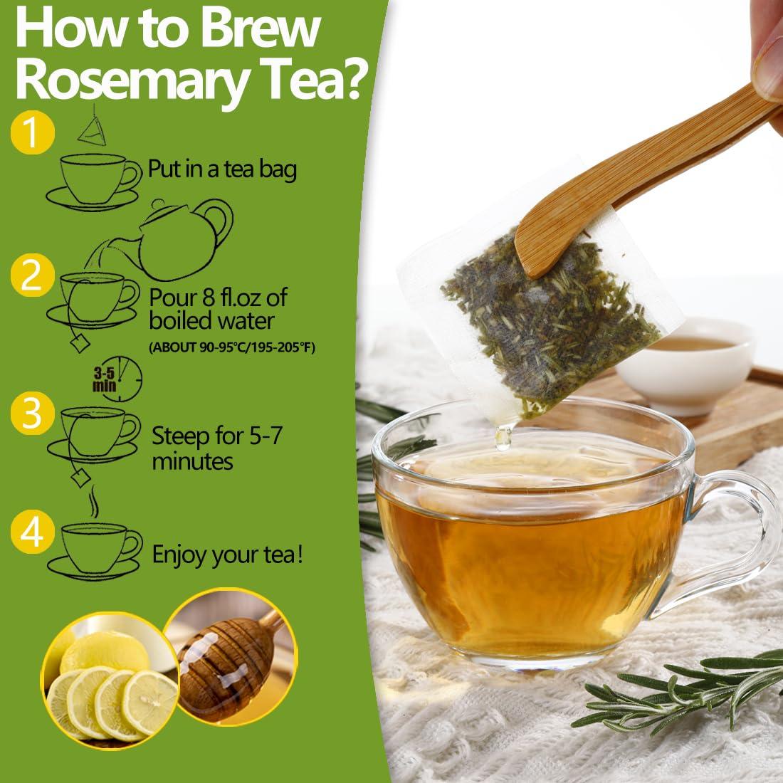 ULTHMOK Premium Rosemary Tea Bags, 100 Teabags. Made with 100% Pure Natural Rosemary Leaves,No Additives & Caffeine Free.