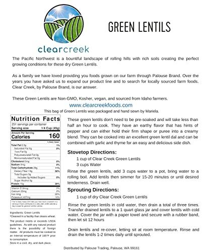 Palouse Brand Green Lentils | 25 LBS | Emergency Food Storage Bucket | Non-GMO | Vegan | Bulk